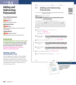 Adding and Subtracting Polynomials