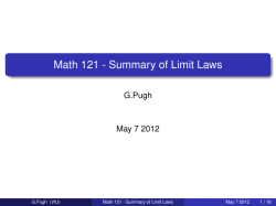 Math 121 - Summary of Limit Laws
