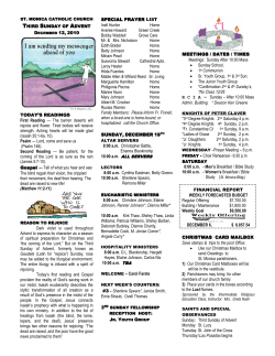 THIRD SUNDAY OF ADVENT TODAY`S READINGS TODAY`S