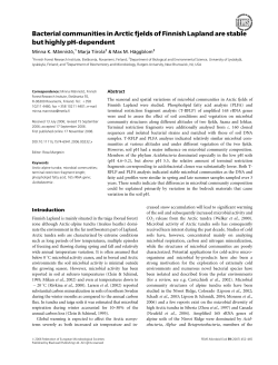 Bacterial communities in Arctic fjelds of Finnish Lapland are stable