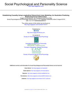 Social Psychological and Personality Science