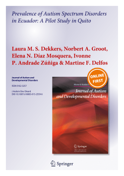 Prevalence of Autism Spectrum Disorders in Ecuador