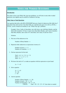 Notes for Worded Questions