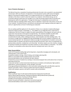 Dean of Students-Waukegan, IL The Menta Group has a reputation