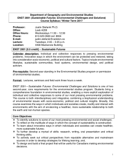 Department of Geography and Environmental Studies ENST 2001