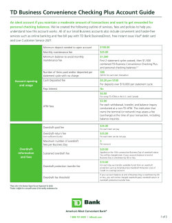 TD Business Convenience Checking Plus Account Guide