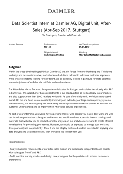 Data Scientist Intern at Daimler AG, Digital Unit, After