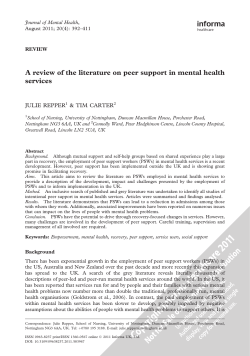 A review of the literature on peer support in mental health services
