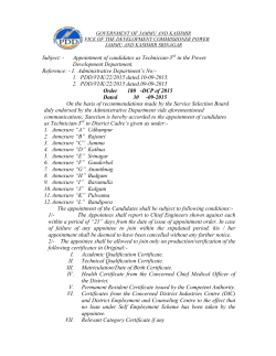 Subject: - Appointment of candidates as Technician
