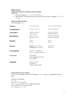 Math review Closure Commutative Associative Distributive Identity