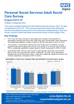 Personal Social Services Adult Social Care Survey