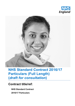 NHS Standard Contract 2016/17 Particulars