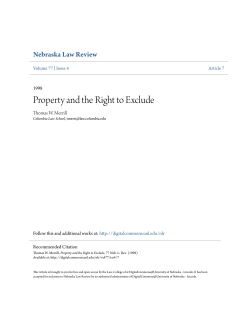 Property and the Right to Exclude - DigitalCommons@University of