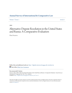 Alternative Dispute Resolution in the United States and Russia: A