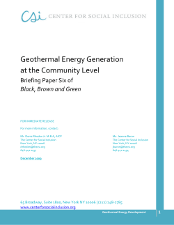 Geothermal Energy Generation at the Community Level