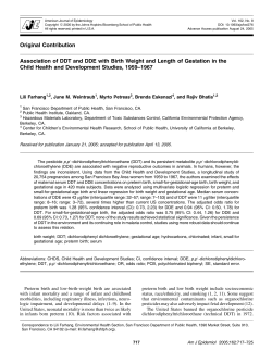 Association of DDT and DDE with Birth Weight and Length of