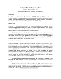 Experimental Ecosystem Accounting in Mexico Progress Report and