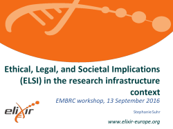 Ethical, Legal, and Societal Implications (ELSI) in the research