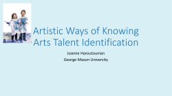 Artistic Ways of Knowing Arts Talent Identification