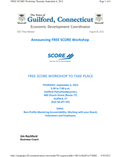 Announcing FREE SCORE Workshop FREE