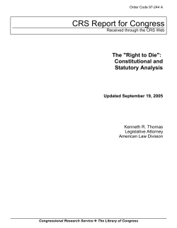 "Right to Die": Constitutional and Statutory Analysis