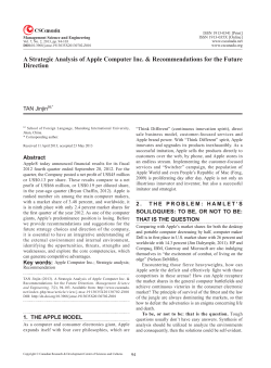 A Strategic Analysis of Apple Computer Inc