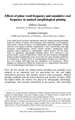 Effects of prime word frequency and cumulative root frequency in