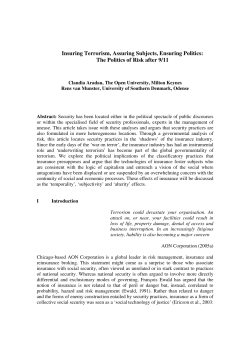 Insuring terrorism, assuring subjects, ensuring normality: the politics