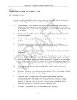 Article 8, Display and Outdoor Advertising Signs