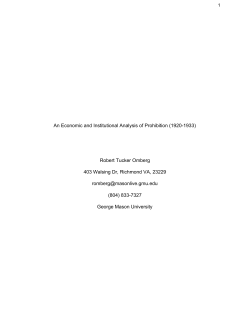 An Economic and Institutional Analysis of Prohibition (19201933