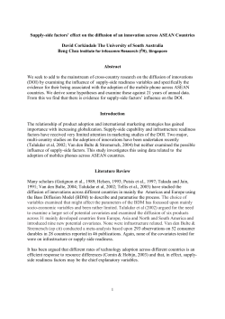 Supply-side Factors` Effect on the Diffusion of an Innovation Across