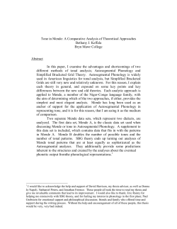 Tone in Mende: A Comparative Analysis of