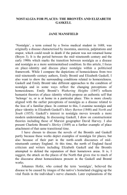 NOSTALGIA FOR PLACES: THE BRONTЁS AND ELIZABETH