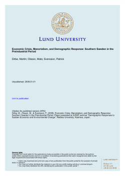 Economic Crisis, Manorialism, and Demographic Response