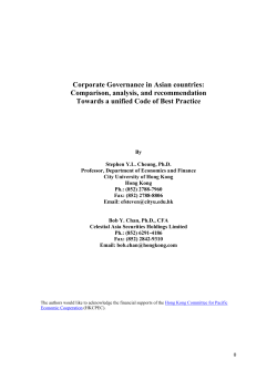 Corporate Governance in Asian countries: Comparison, analysis
