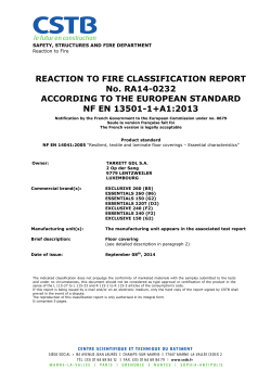 REACTION TO FIRE CLASSIFICATION REPORT No. RA14