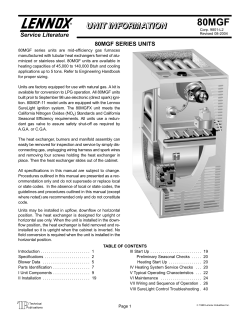 Service Literature 80MGF SERIES UNITS