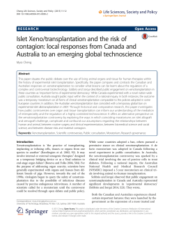 Islet Xeno/transplantation and the risk of contagion: local responses