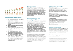 Counselling may be able to help if The organisation Our counsellors