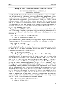 Change of State Verbs and Scalar Underspecification