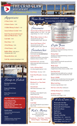 Menu - Crab Claw Restaurant