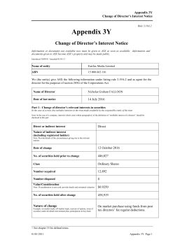 AXS Listing Rules - Appendix 3Y - Change of Director`s Interest Notice