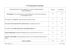 ASSESSMENT CRITERIA THE BEGINNING OF THE AMERICAN