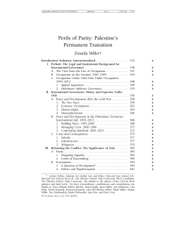 Perils of Parity: Palestine`s Permanent Transition