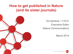 How to get published in Nature (and its sister journals)