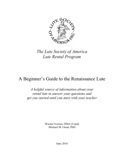 A Beginner`s Guide to the Renaissance Lute