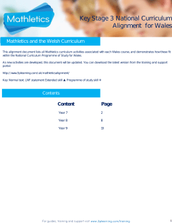 Key Stage 3 National Curriculum Alignment for Wales