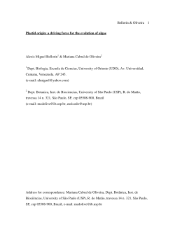 Plastid origin: a driving force for the evolution of algae - IB-USP