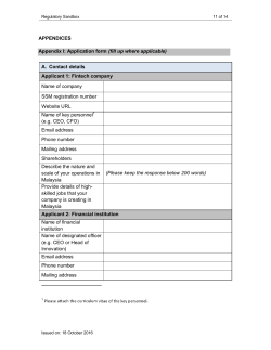 APPENDICES Appendix I: Application form (fill up where applicable