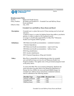 Behavioral Health: Extended Care and Halfway House Room and